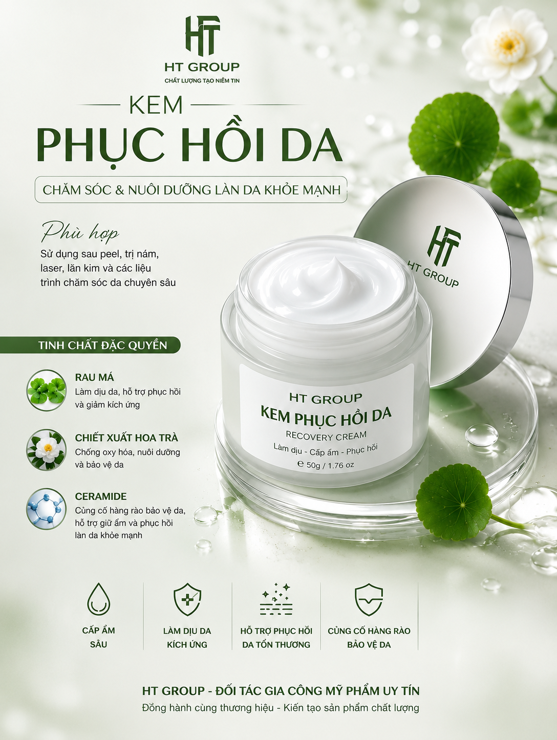 KEM PHỤC HỒI DA HT  – GIẢI PHÁP CHĂM SÓC DA SAU LIỆU TRÌNH CHUYÊN SÂU